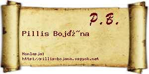 Pillis Bojána névjegykártya